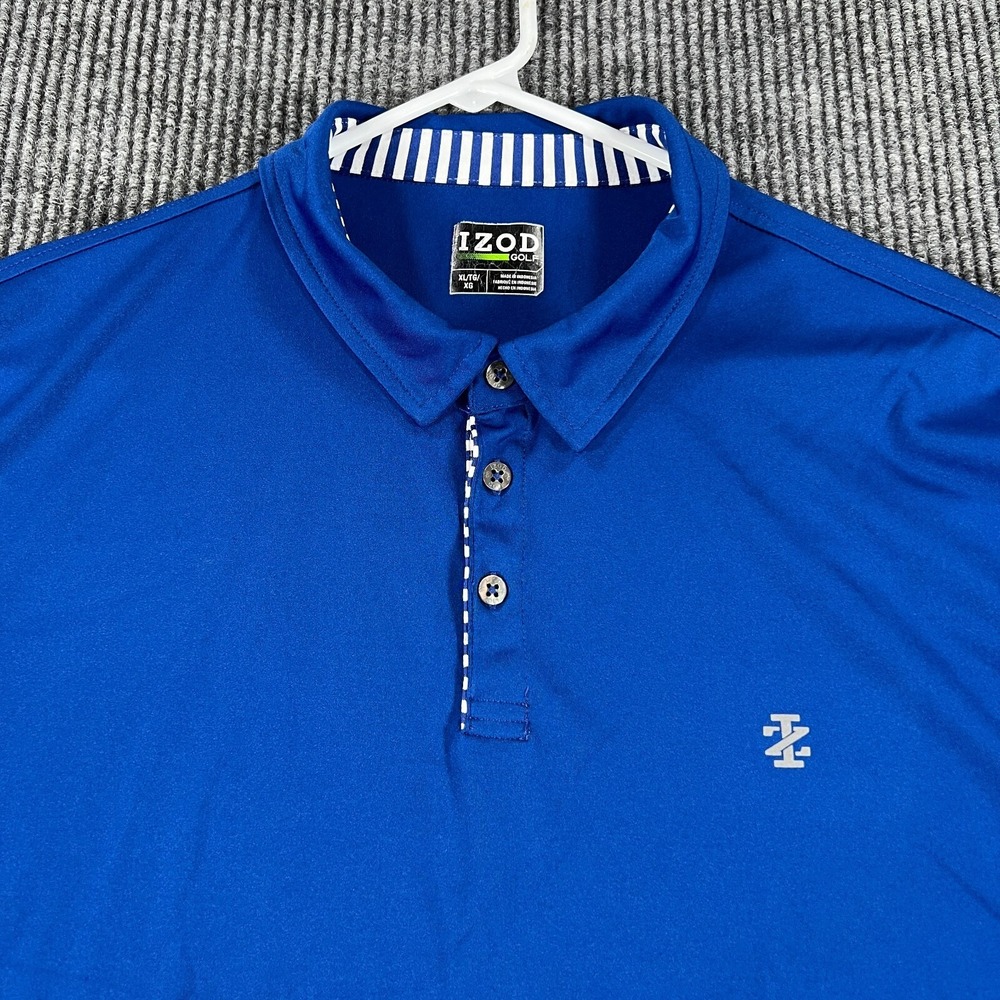 IZOD Polo Shirt Mens XL Extra Large Blue Short Sleeve Golf Casual Outdoor Light